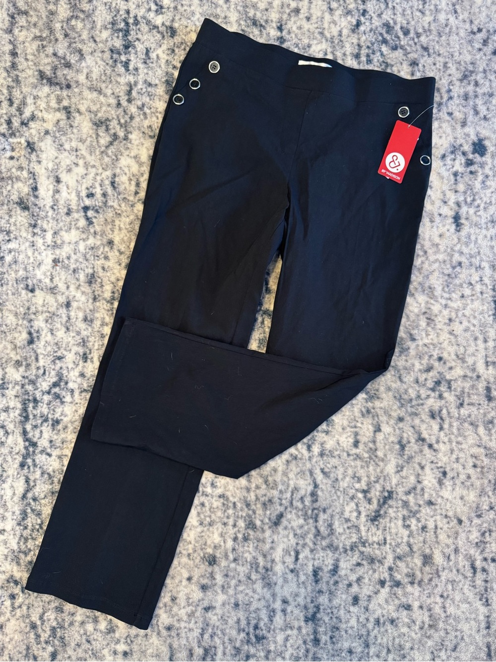 Madison Black Pull-On Ponte Pants with Eyelet Detail